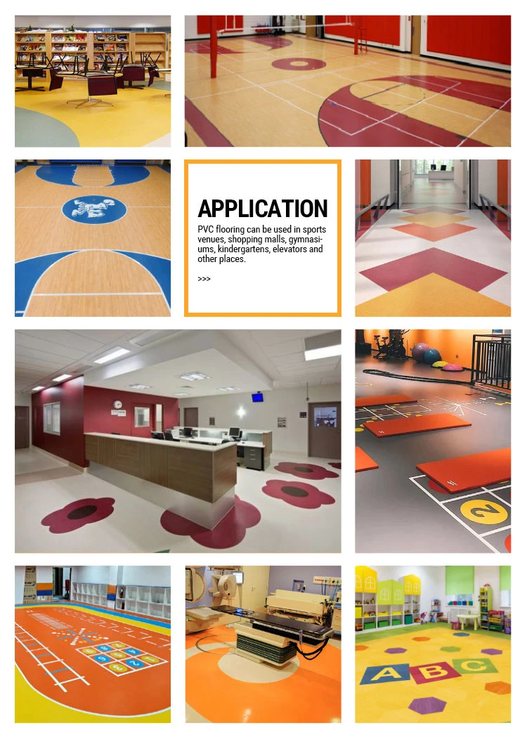 Wood Imitate Plastic Flooring Used Basketball Floor Carpet Fireproof Wooden Pattern Vinyl PVC Floor for Gym/Hospital/School/Dancing Room/Home Decoration