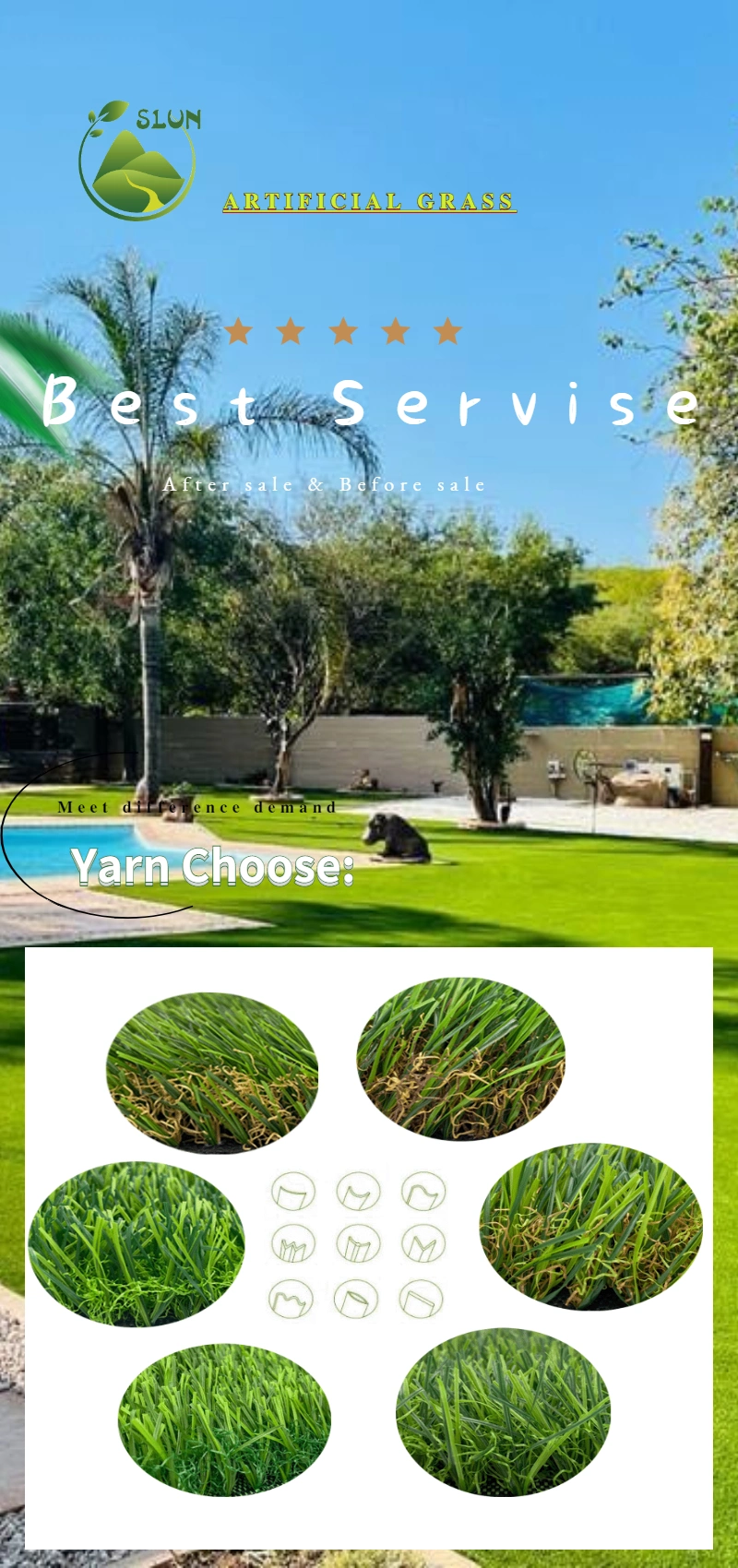Factory Wholesale Price Pet Friendly Fake Grass Artificial Grass for Terrace, Veranda Fire Resistant and Durable
