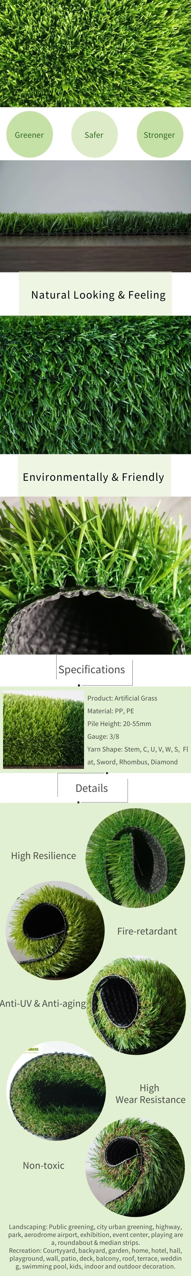 Artificial Turf/Artificial Grass for Landscaping and Leisure Area Decoration Lawn